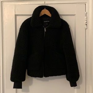 Black Cropped Shearling Jacket